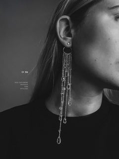 Larmes De Glace Ear Set in Sterling Silver, Zirconia & Glass Crystals by O Sh