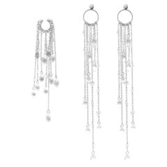 Larmes De Glace Ear Set in Sterling Silver, Zirconia & Glass Crystals by O Sh