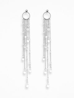 Larmes De Glace Earrings in Sterling Silver, Zirconia & Glass Crystals by O Sh