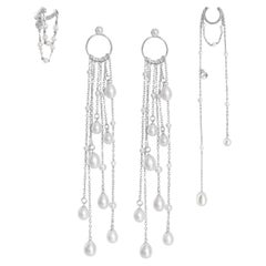 Parure per orecchie Larmes De Perles in argento 925 e perle d'acqua dolce di O Sh
