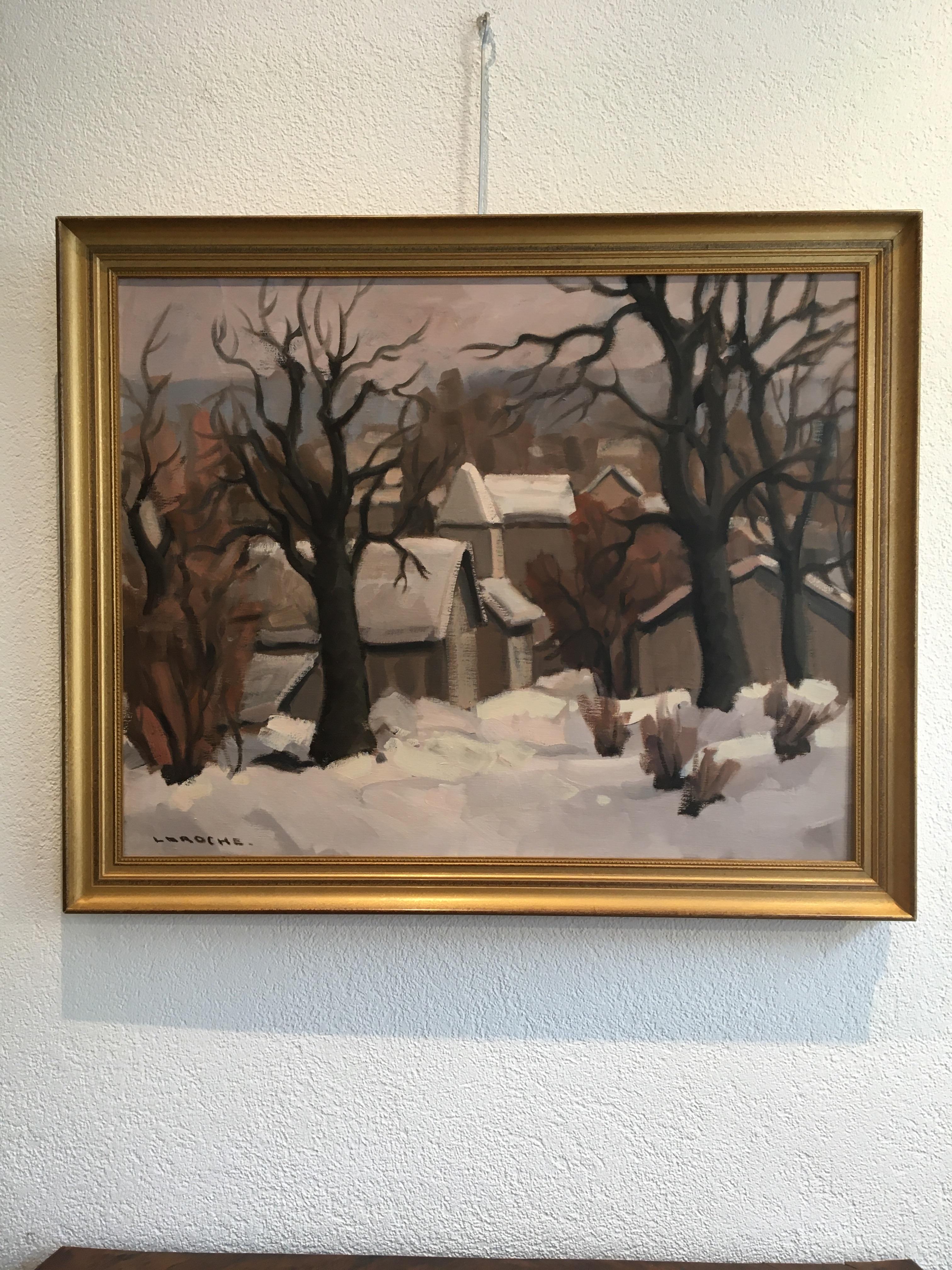 Winter landscape - Painting by Laroche