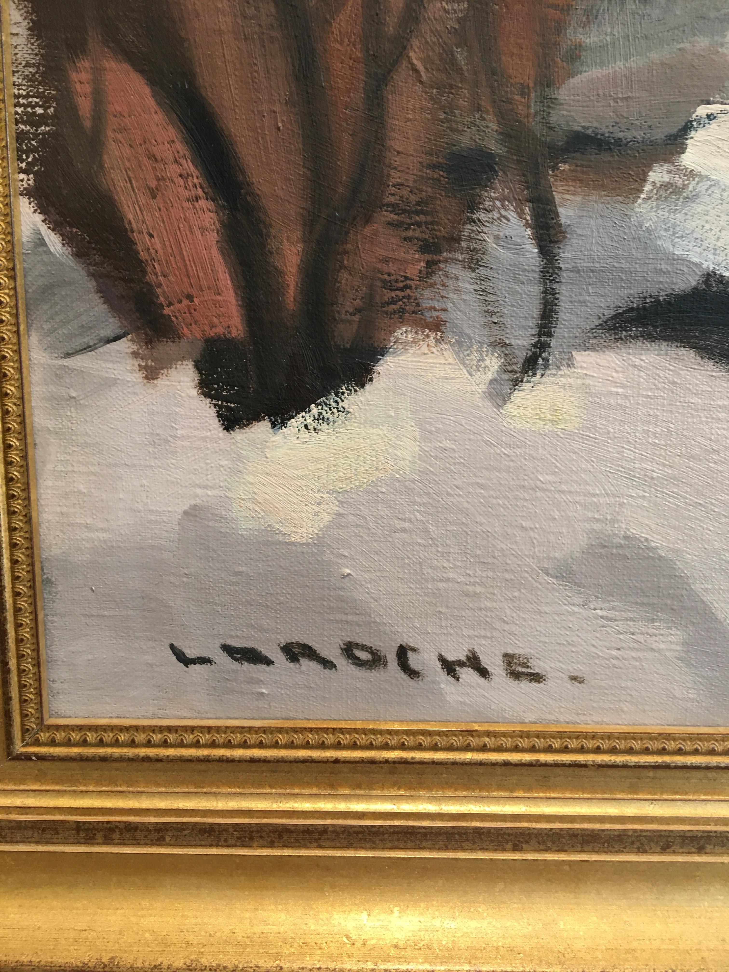 Paysage d'hiver - École française Painting par Laroche
