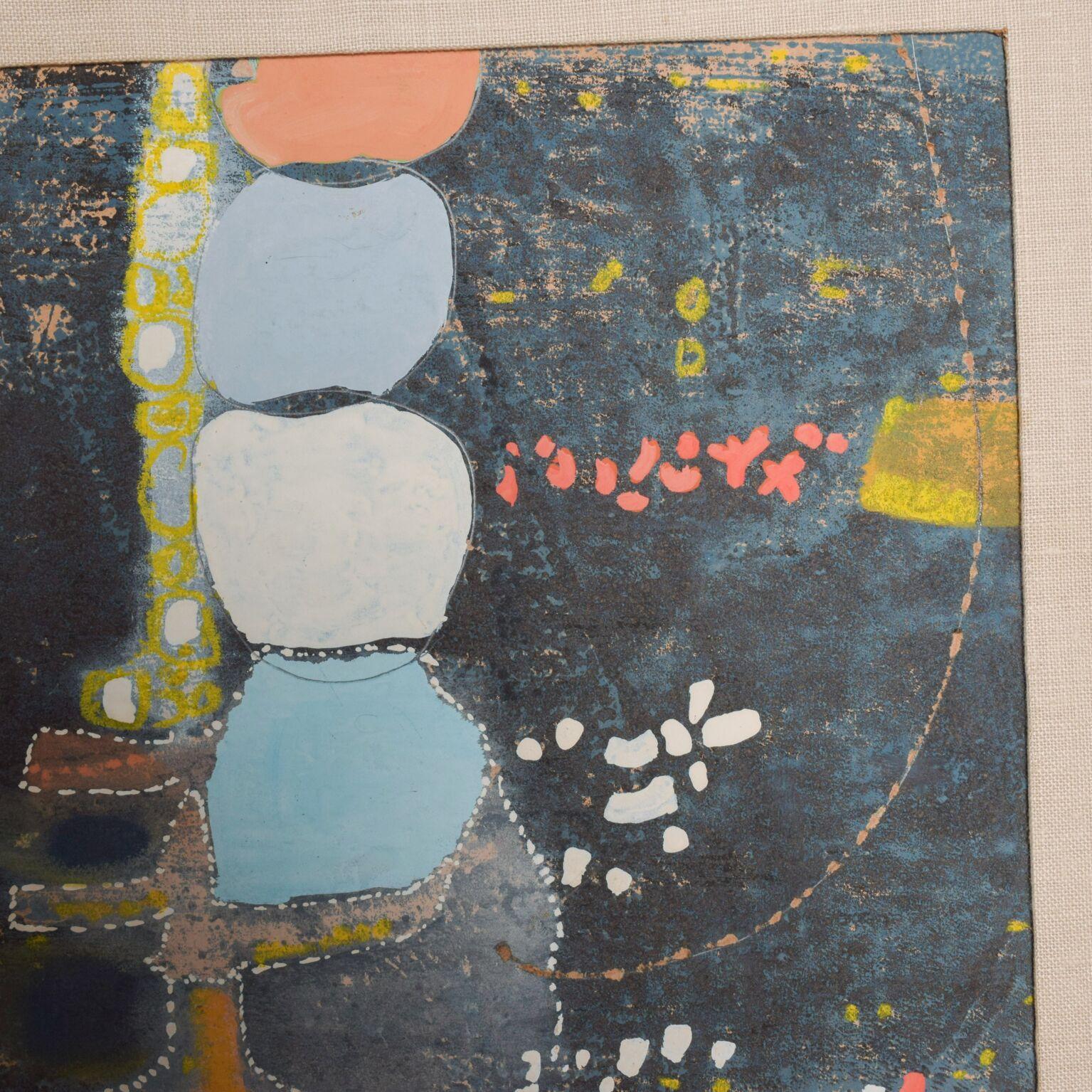 Laros Painting Dated 1966 Signed Abstract Expressionism Non Objective Modernism In Fair Condition In Chula Vista, CA