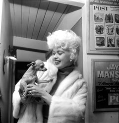 Vintage Jayne Mansfield Smiling with Dog