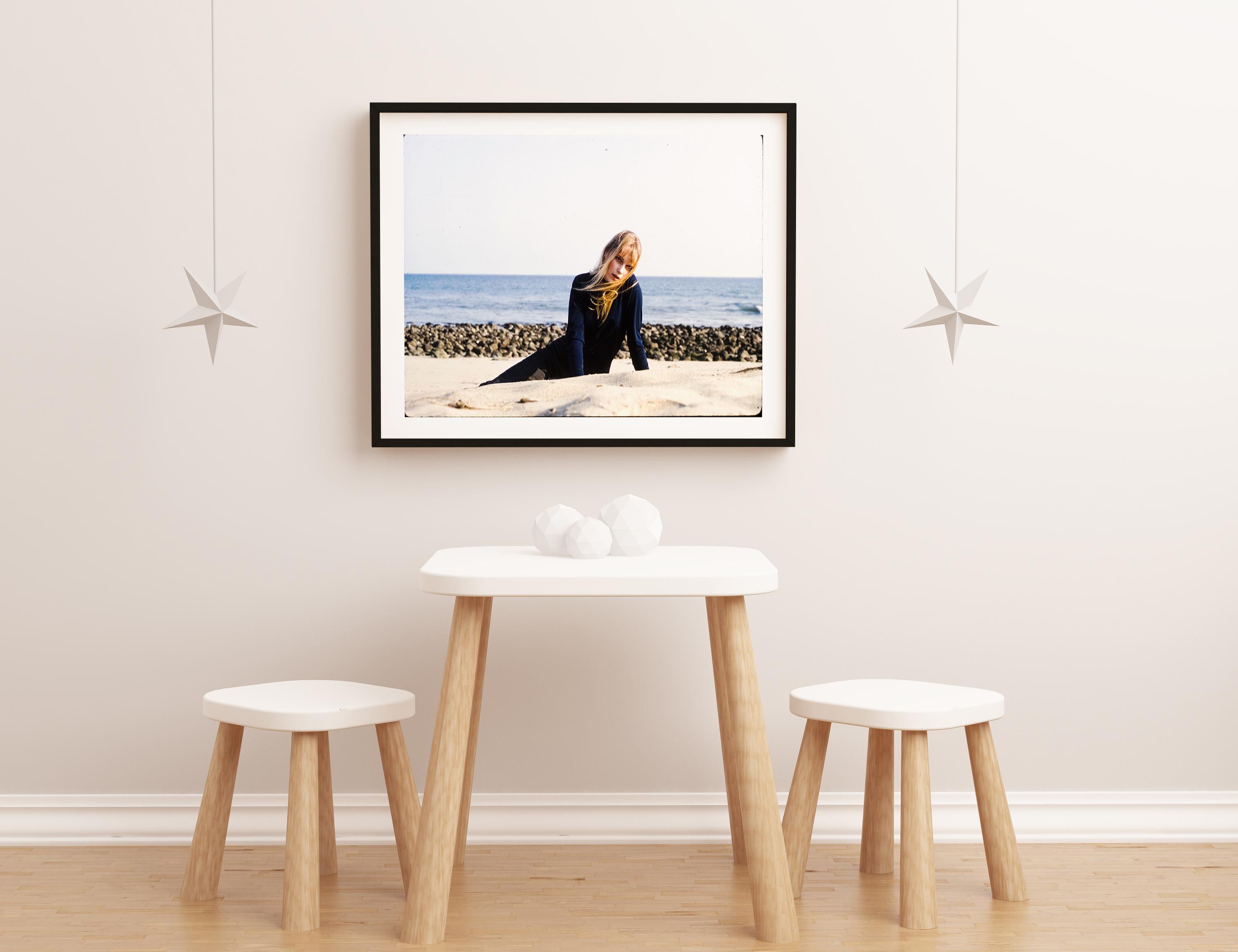 Mia Farrow Lying on Beach Fine Art Print For Sale 2