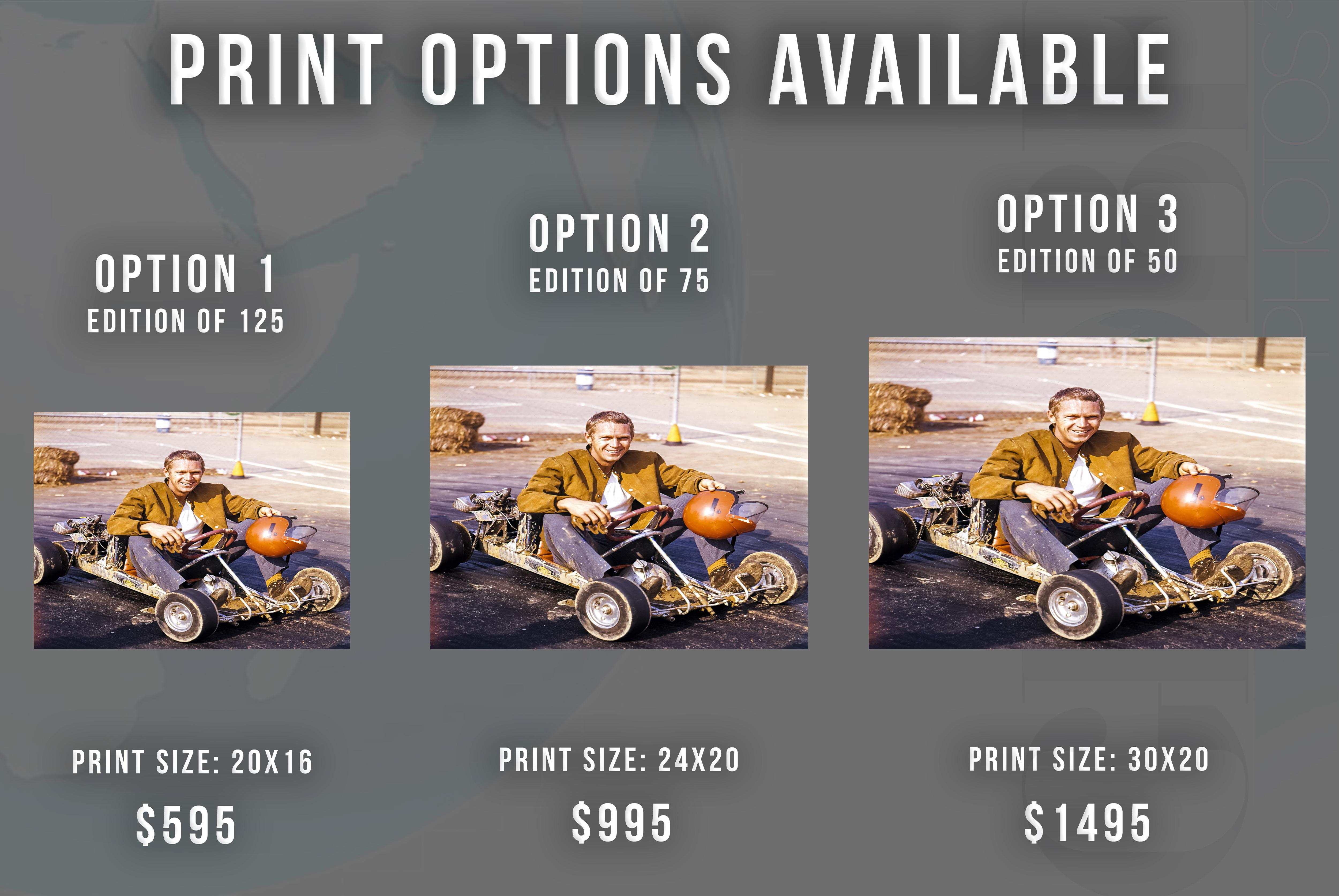 Steve McQueen in His Go-Kart Fine Art Print - Photograph by Larry Barbier