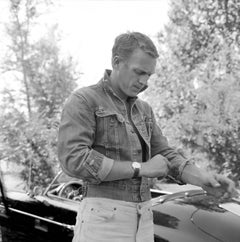 Steve McQueen Standing by His Prosche Fine Art Print