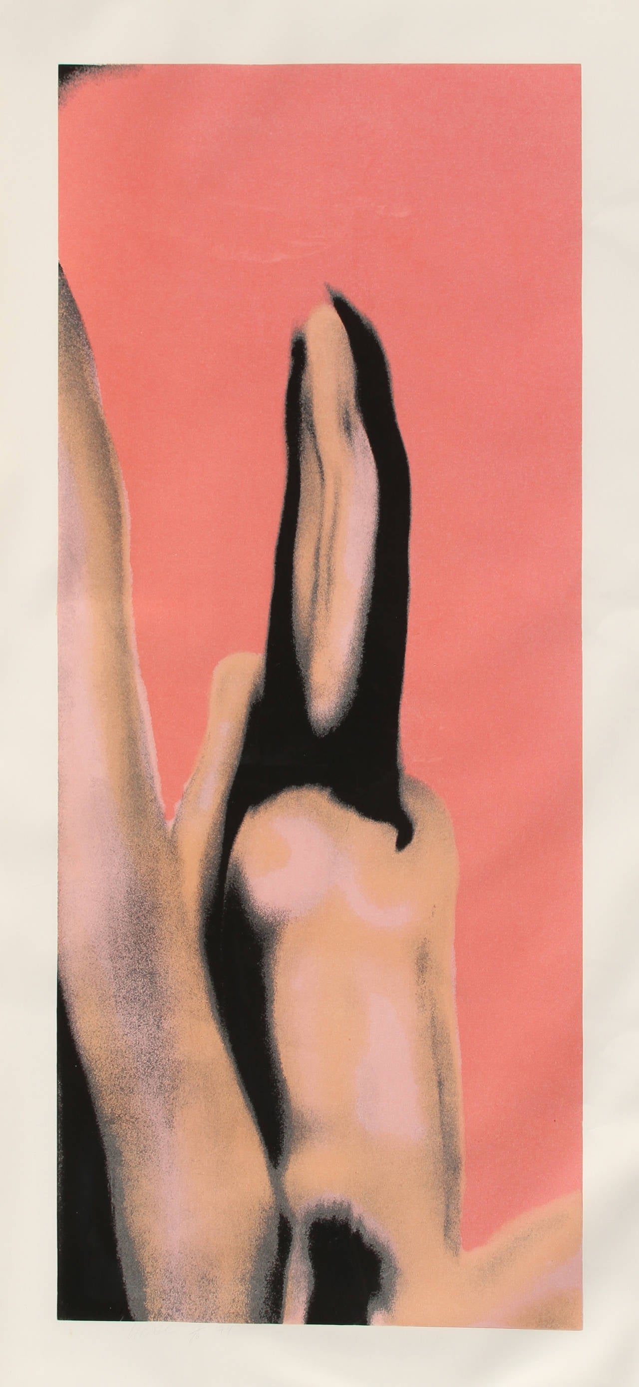 Nude 1, Großer surrealer Nudefarbener Seidenschirm von Larry Bell