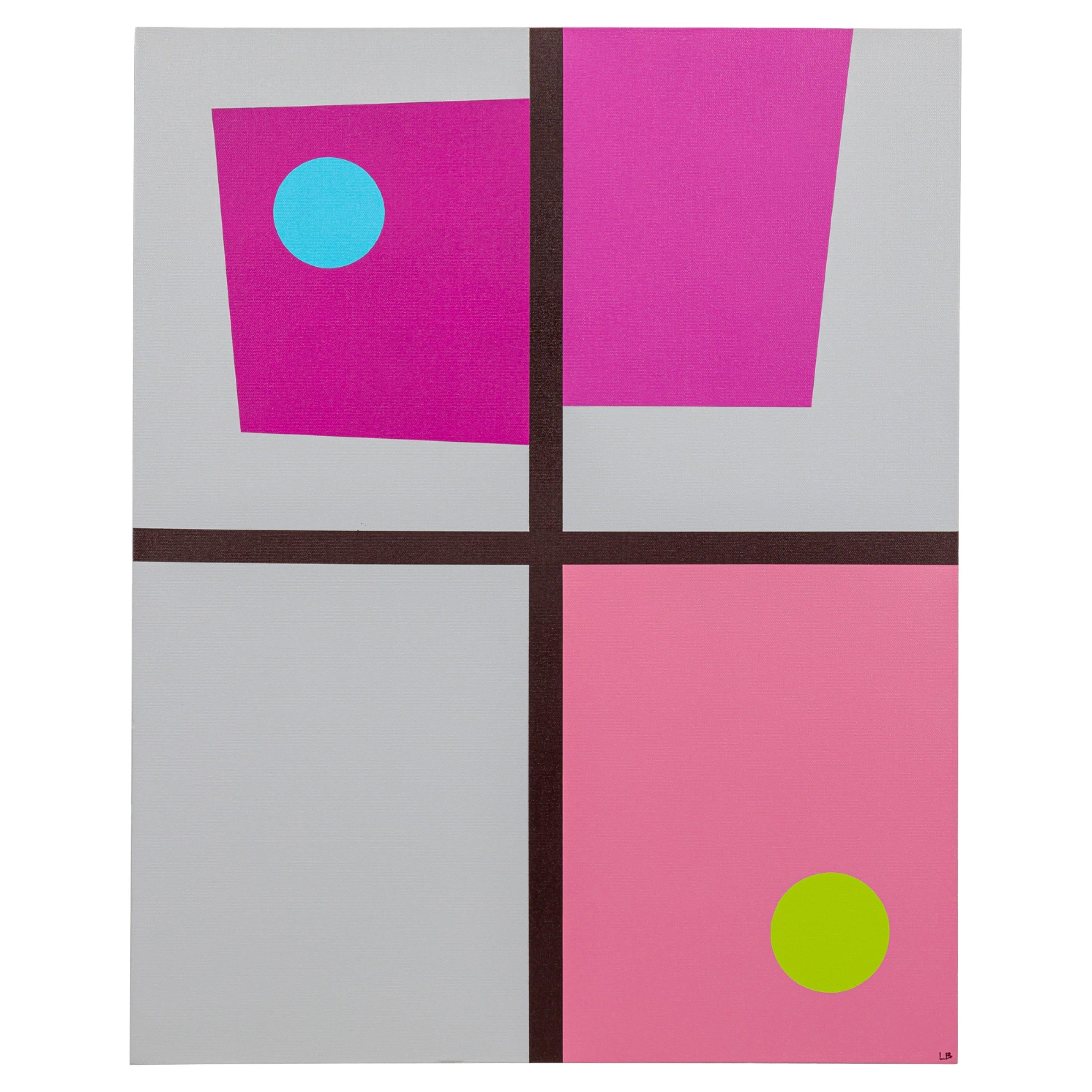 Larry Bentley Acrylic on Canvas, Titled: "Two Circles: Bleu
Citron". (2022)