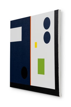 Larry Bentley Painting, "Composition: Navy with Squares & Circles." (2022)