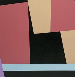 Dannatt, geometric painting in black, salmon, beige and purple