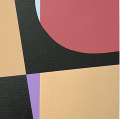 Dannatt II, geometric painting in black, salmon, blue, beige and purple