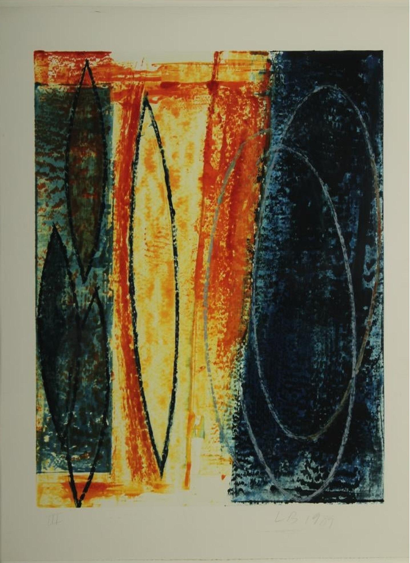Espressionista astratto Modernista Americano Olio Monotipo Monoprint Pittura - Print Espressionismo astratto di Larry Brown