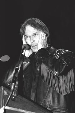 Neil Young Talking in Microphone Vintage Original Photograph