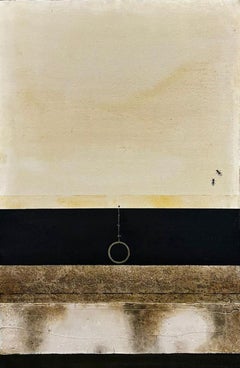 "Senza titolo" Larry Calcagno, Composizione minimalista a tecnica mista Trompe-l'œil