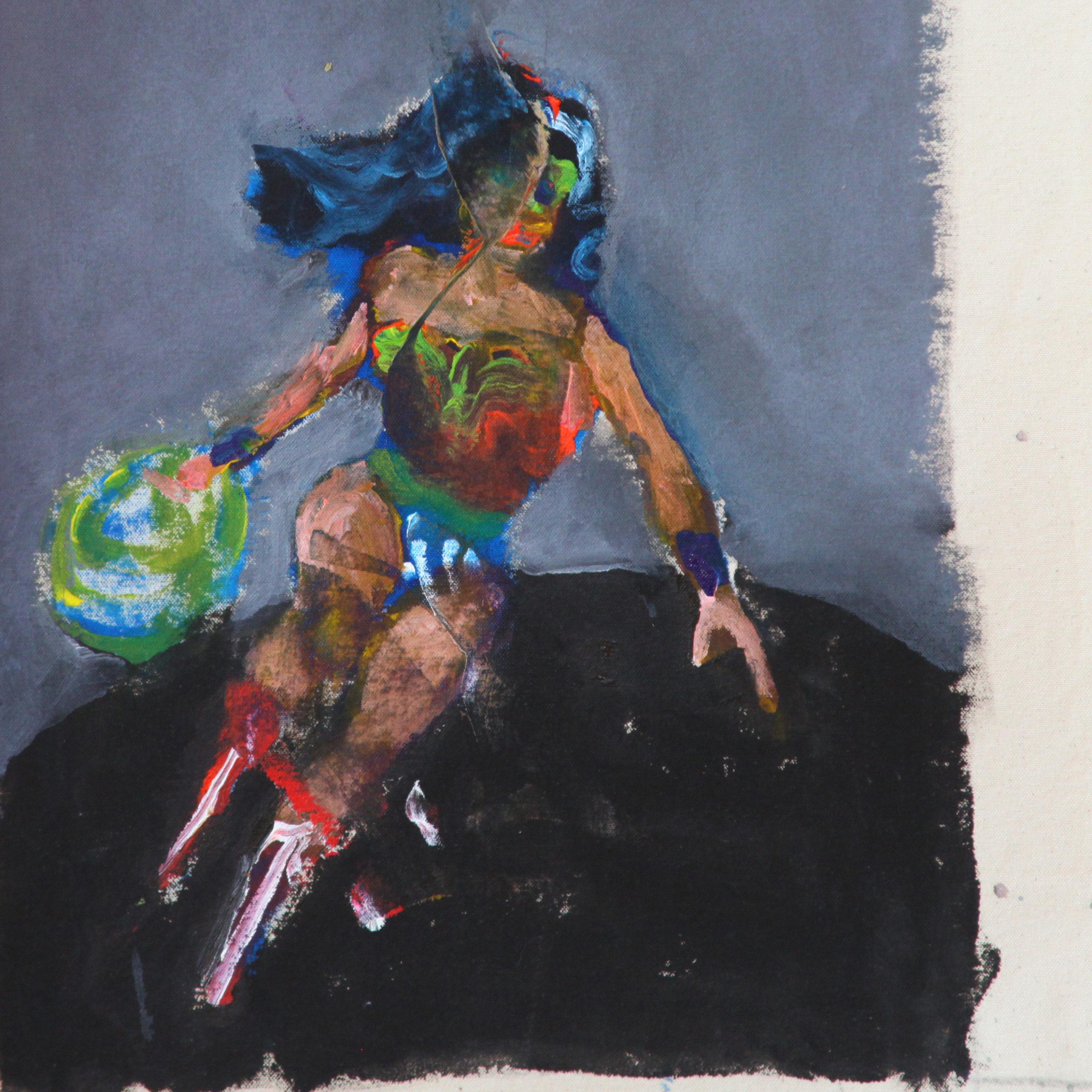 A Pop Art Expressionist Acrylic on Unstretched Canvas Painting, 
