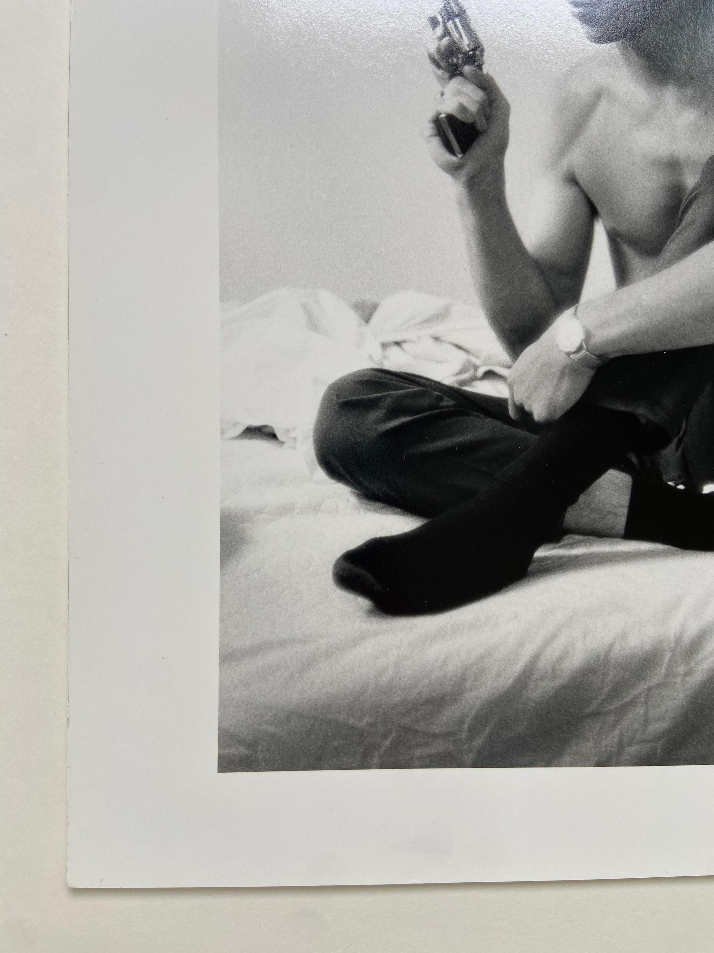 LARRY CLARK (1943)
BILLY MAN TULSA, 1968 silver print, printed later signed, dated and numbered '42/400' in pencil on verso edition of 400 this print is sold unframed

Literature:
Larry Clark, Tulsa, 1971, cover, n.p. Michelle Bogre, 