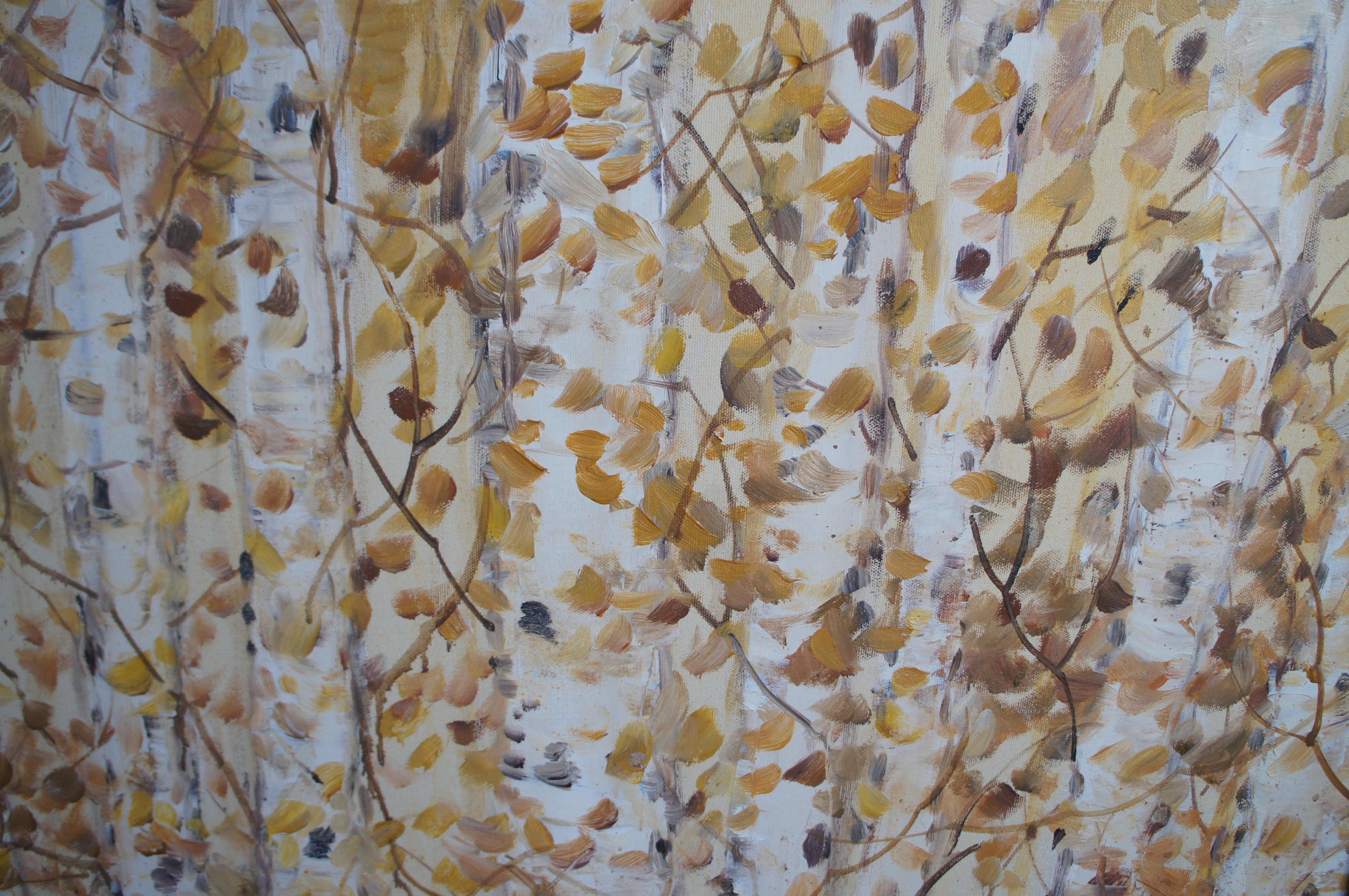Larry Dean 'Deer in The Aspens' Acylic Woodland Painting on Canvas Framed 61