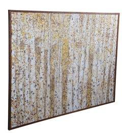 Larry Dean 'Deer in The Aspens' Acylic Woodland Painting on Canvas Framed 61"