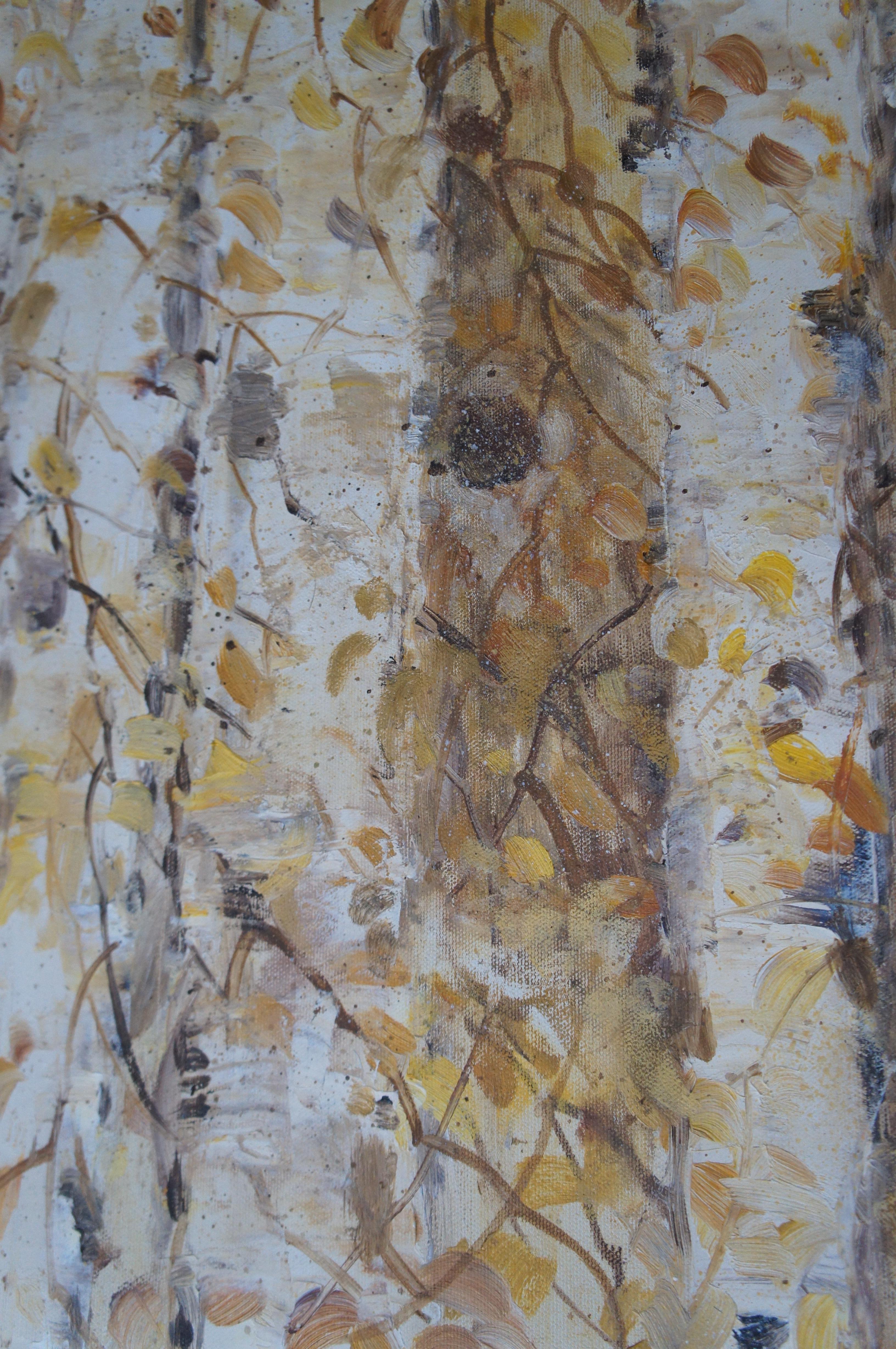 Larry Dean 'Deer in The Aspens' Acylic Woodland Painting on Canvas Framed 61