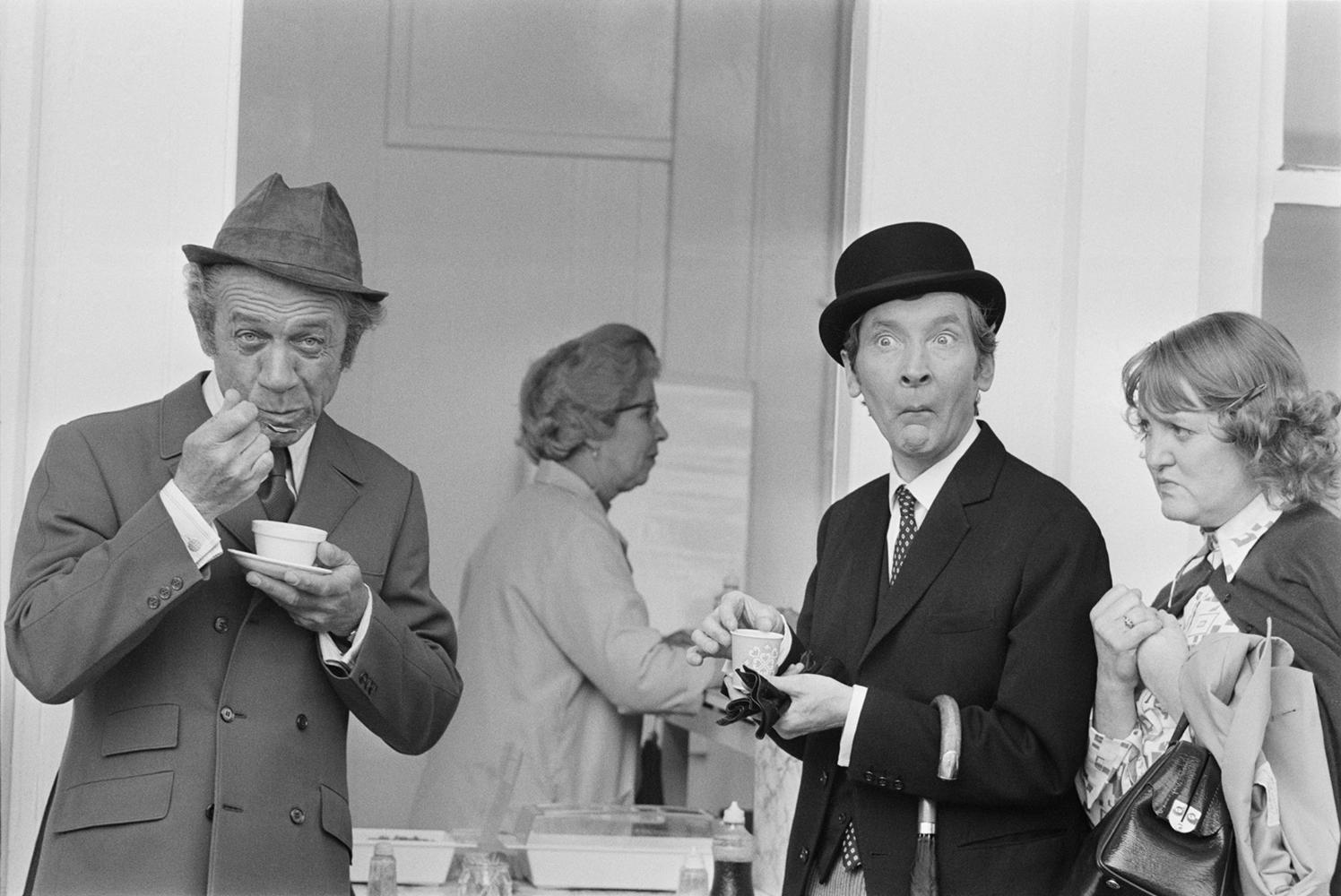 Larry Ellis Black and White Photograph - ' Carry On Tea Break ' Giant Oversize Limited Edition Silver Gelatin Print 