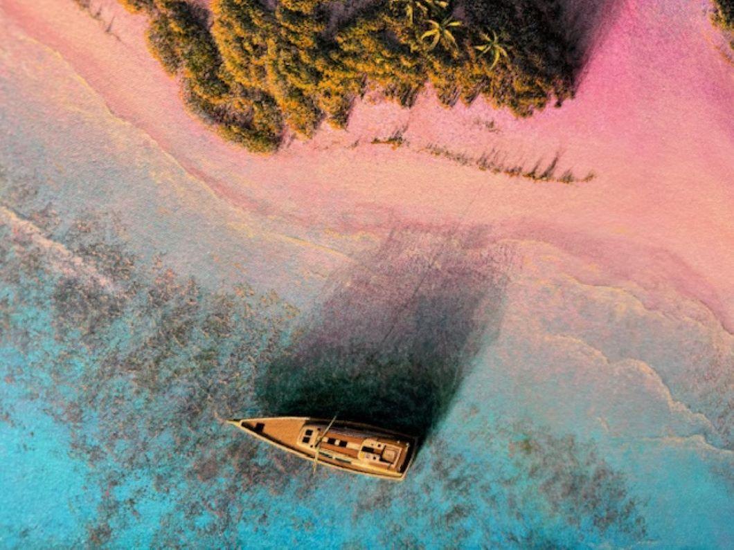 Caribbean Seascape #27,  original 60x42 contemporary marine landscape - Painting by Larry Felder