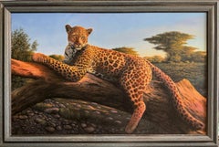 Leopard Serengeti, paysage animalier réaliste original 30x48