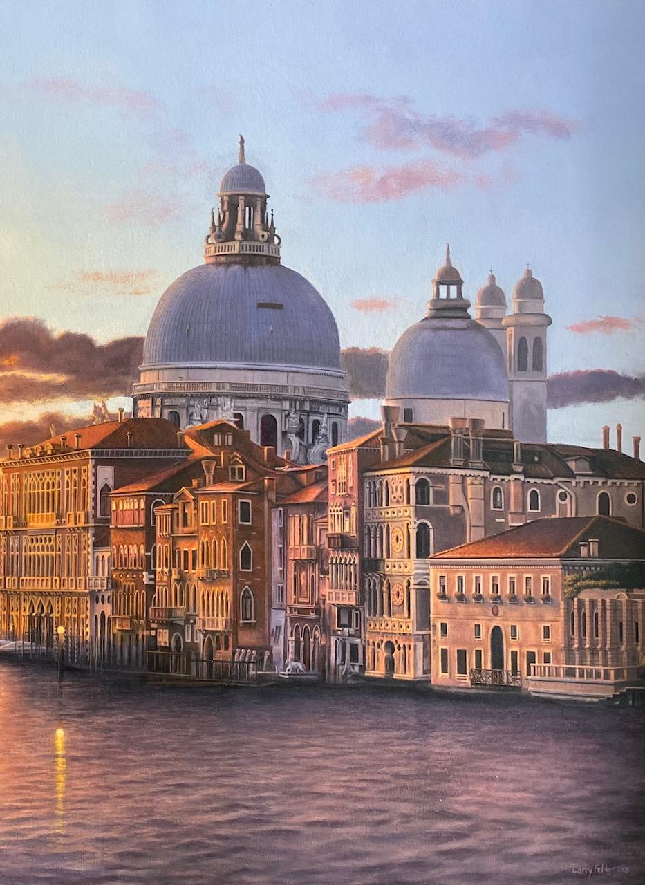 Sunrise Venezia, a 35x53 original Hudson River School realist interpretation of Venice, Italy, invites you into the heart of one of Europe's most romantic, most famous, most beautiful cities in modern civilization.  Perhaps the most celebrated city