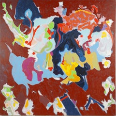 Antique American School Signed Large Abstract Expressionist Oil Painting