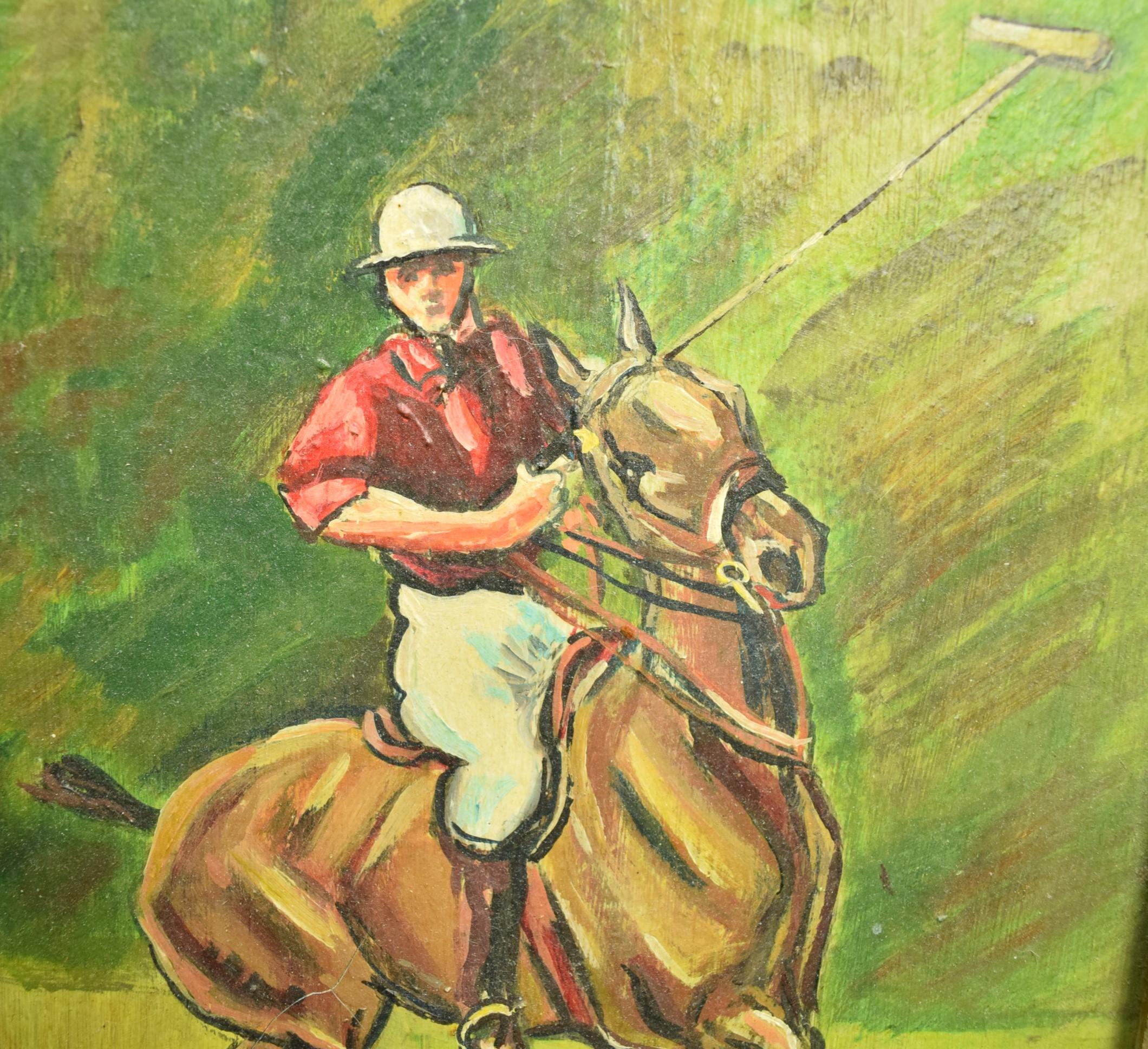 Polo Match c1950s Acrylic on Canvas by Larry Golden For Sale 2