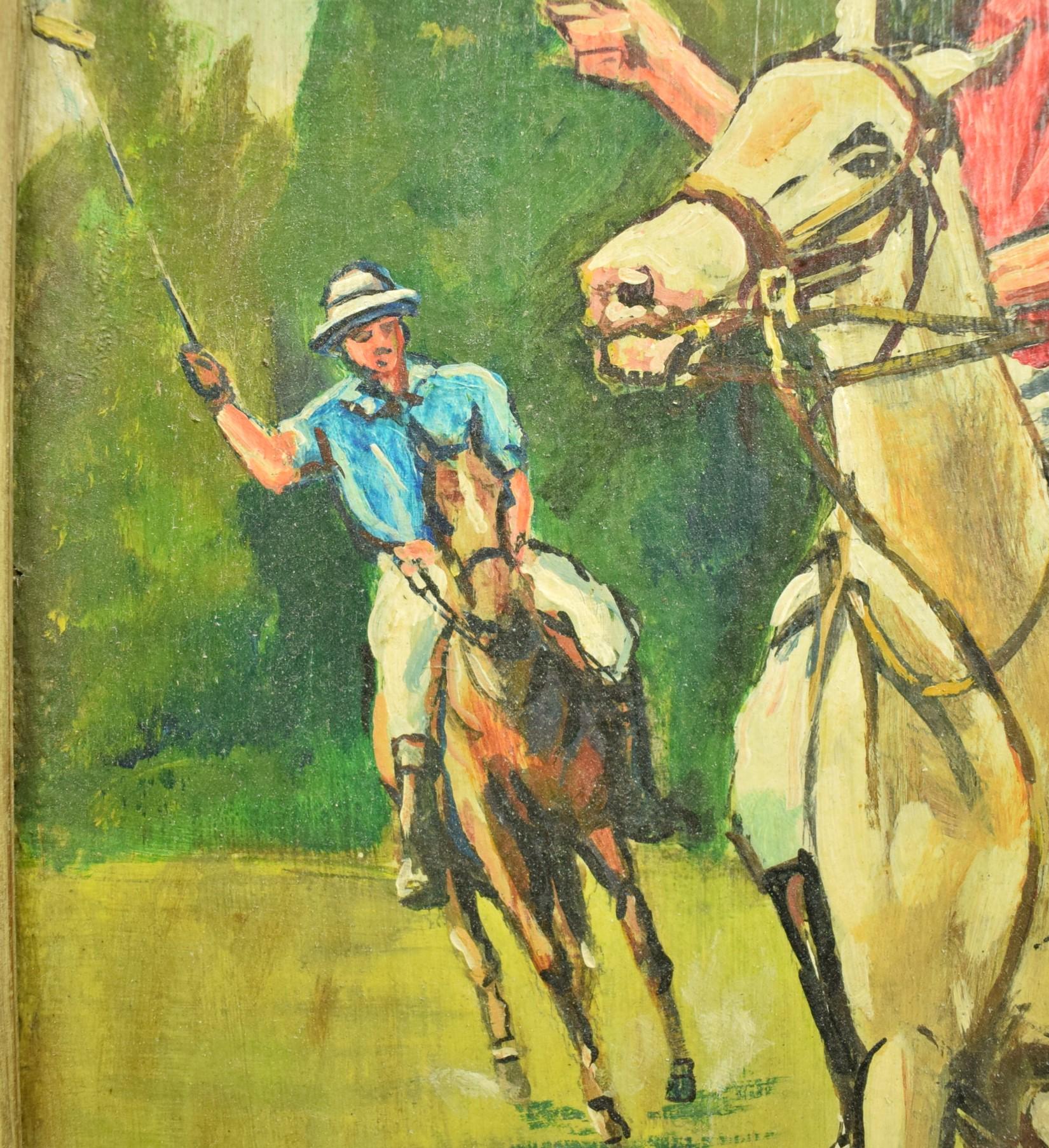Polo Match c1950s Acrylic on Canvas by Larry Golden For Sale 4