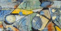 „Canola Fields Diptychon“, von Larry Hefner, Acryl-Gemälde in Mischtechnik, 2023