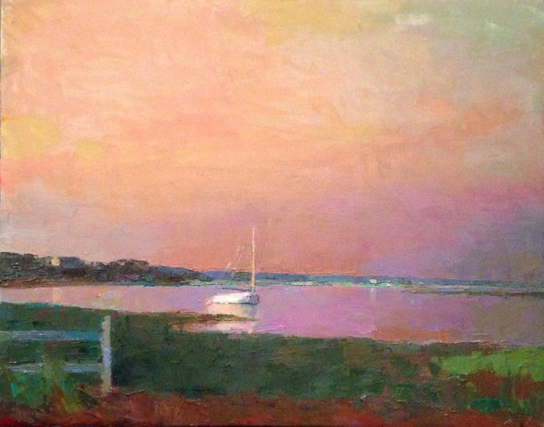 Larry Horowitz Catboat Sunrise Oil Painting Of Catboat In A