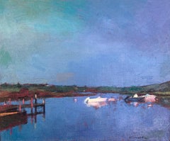 "Chilmark Cove" Martha A.Moore, amarres, quai, reflet, bateaux à moteur, mer