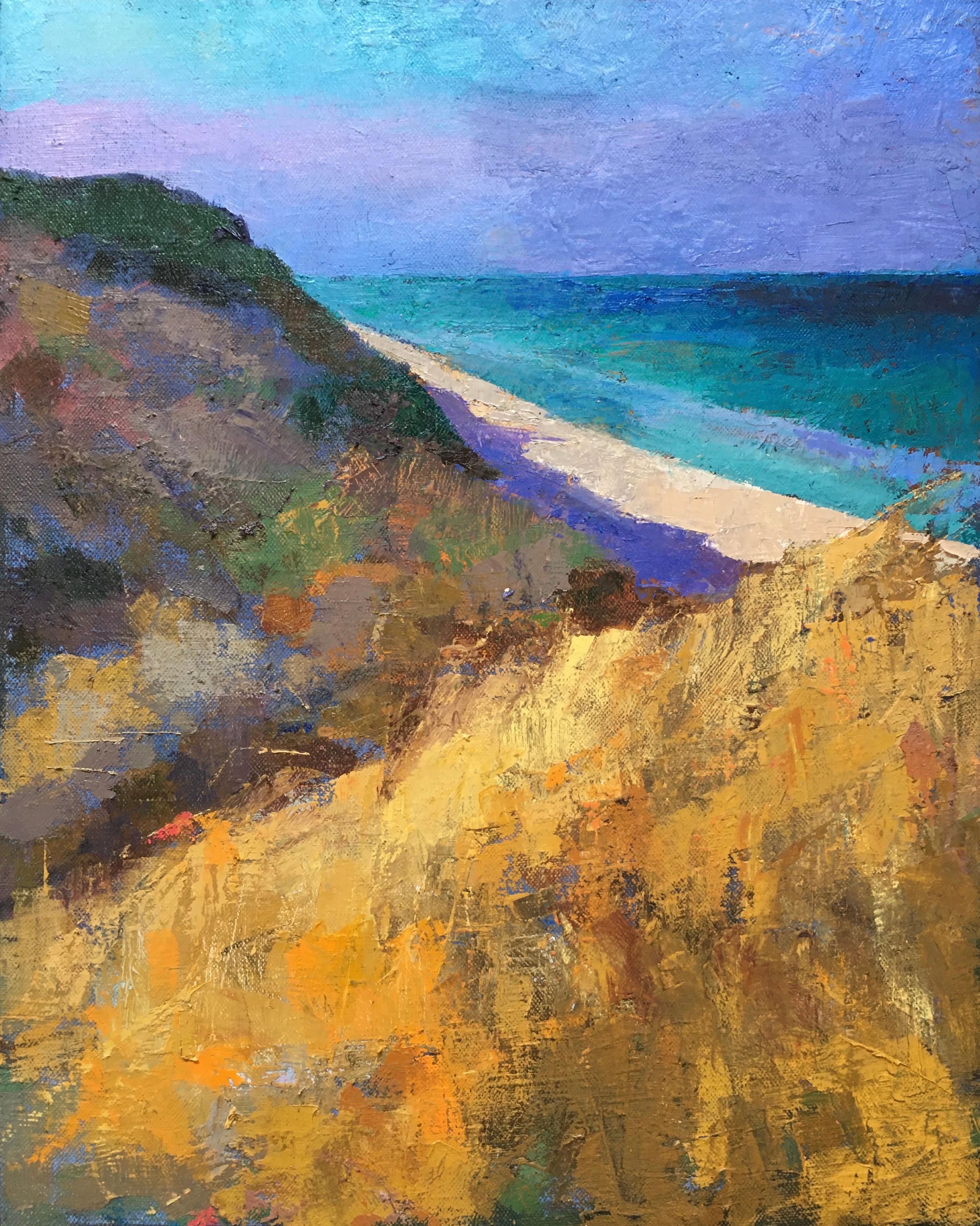 Larry Horowitz "Dune Edge" oil painting of a large golden sand dune