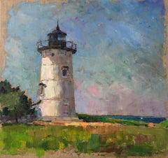 "East Chop Lighthouse" oil painting of Martha's Vineyard white lighthouse