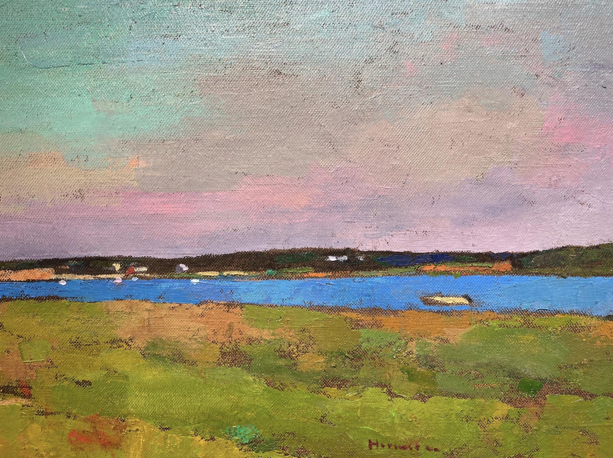 Edge of the Island, vue en plein air d'un champ ouvert et lumineux et d'une eau en vente 1