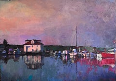 "Sera a Menemsha" Cielo a conchiglia in dissolvenza nel porto di Menemsha, New England