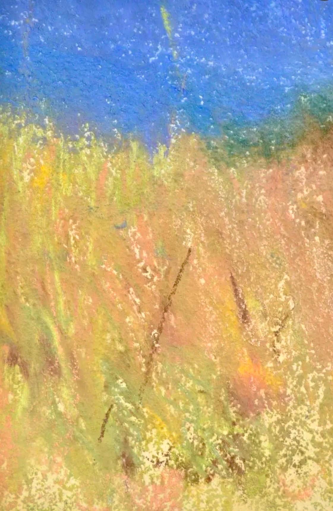 Große pastellfarbene Landschaft mit lila Bergen, Landschaft, amerikanisches modernistisches Gemälde im Angebot 1
