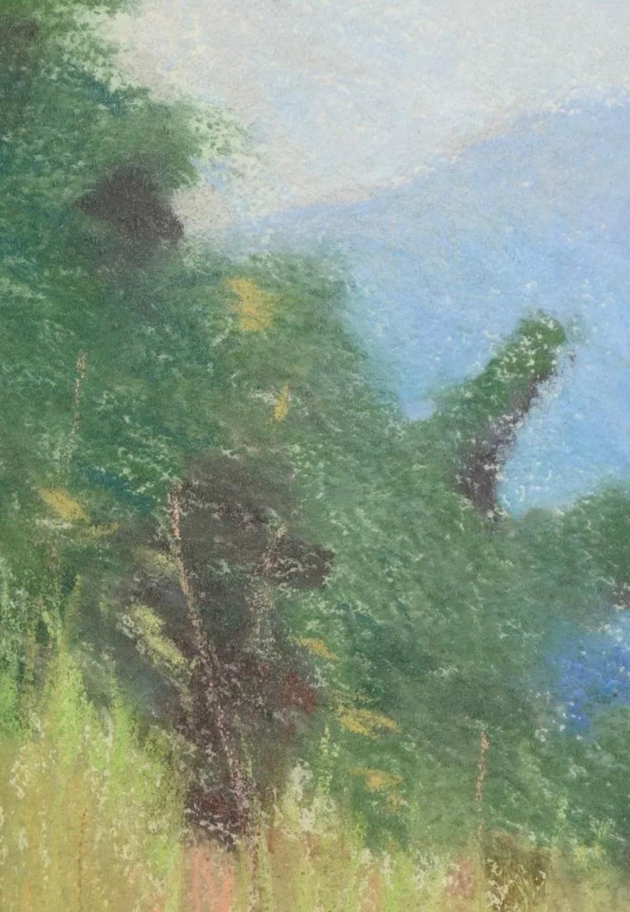 Große Pastell Landschaft Lila Berge Landschaft Amerikanische Modernist Malerei im Angebot 4