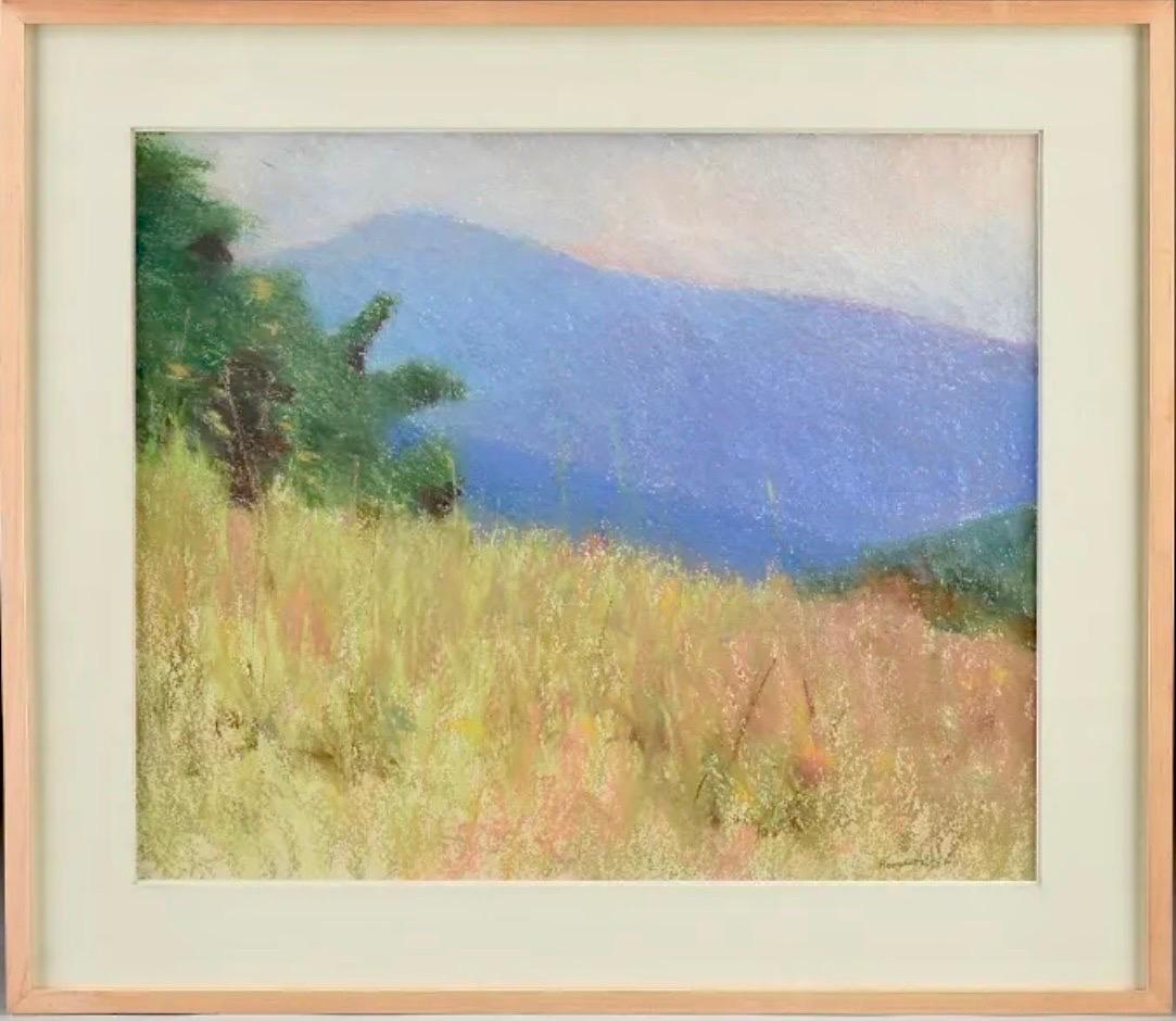 Grande paesaggio a pastello Paesaggio delle montagne viola Pittura modernista americana