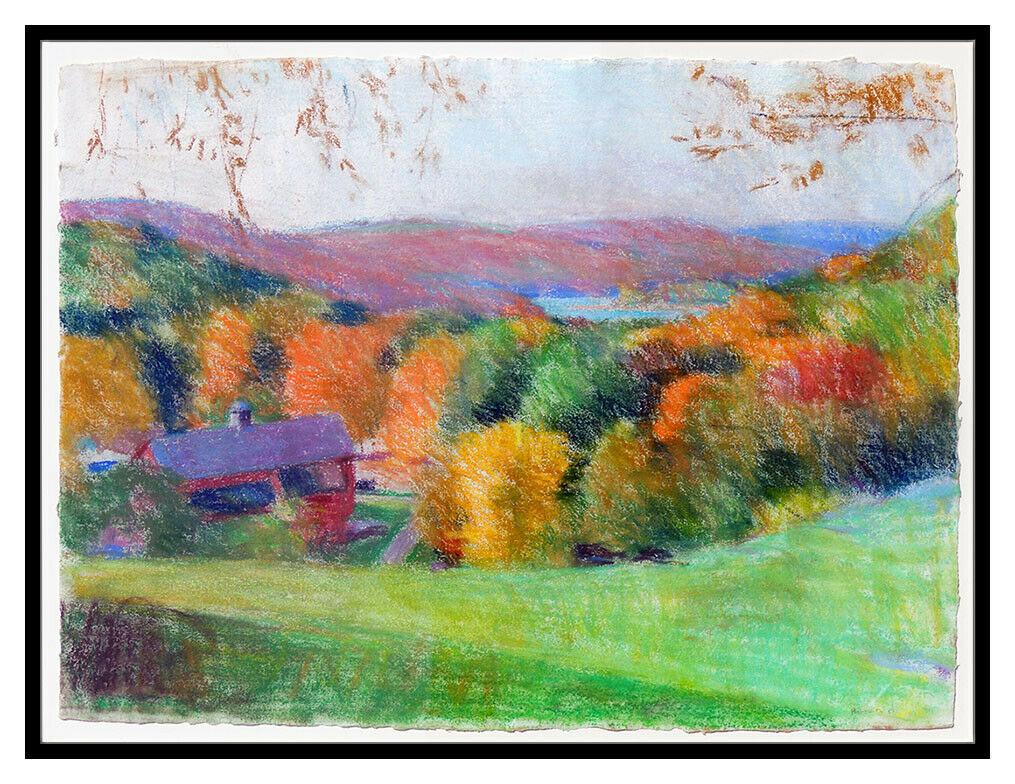 Larry Horowitz Original Pastel Painting Lake Landscape Large Signed Framed Art For Sale 1