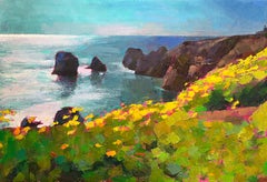 „Nature Walk, Lagos“ Sonne spiegelt sich im Meer vor der blühenden Küste der Lagos