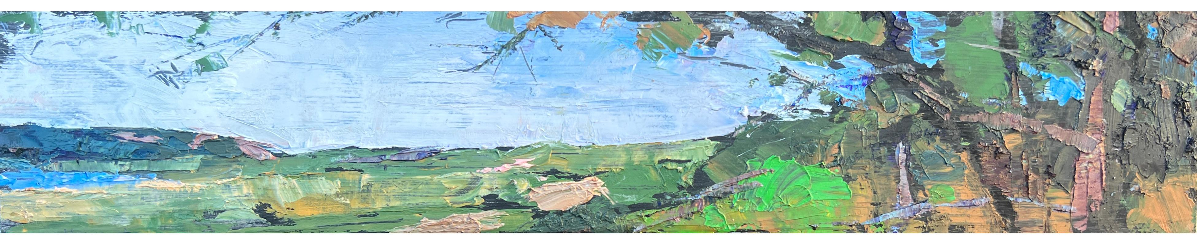 Larry Horowitz Landscape Painting - "Panorama" small scale panoramic landscape oil painting 