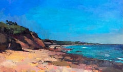 "Rocky Beach" Massachusetts coastline, sand dunes, beach, stones, seascape, blue