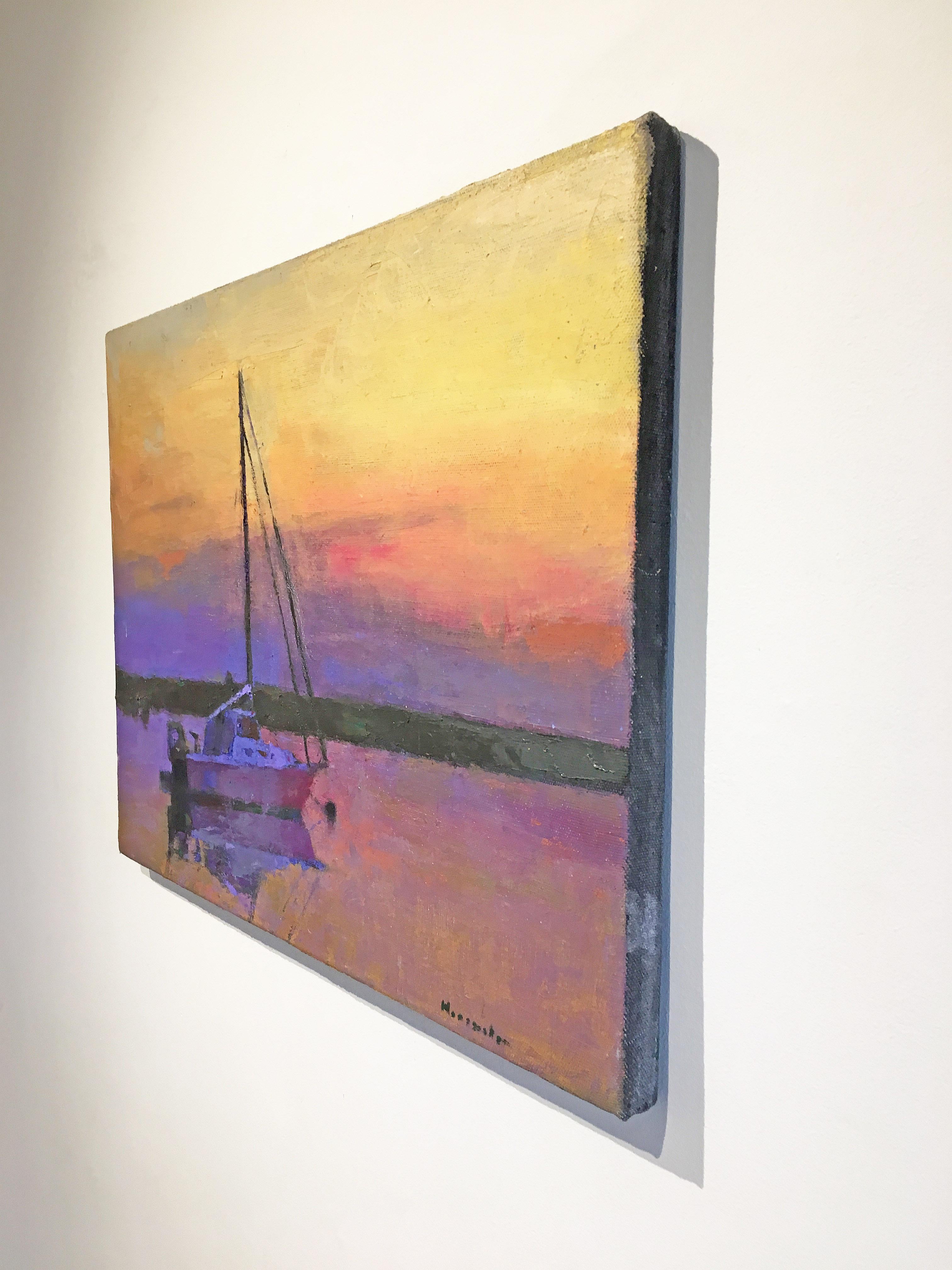 sailboat at sunset painting