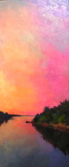 "Sunset Cove, Menemsha", warmth of the setting sun lights the sky and sea below