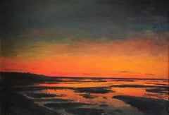 Vintage Coastal painting, Larry Horowitz, Sunset Marsh