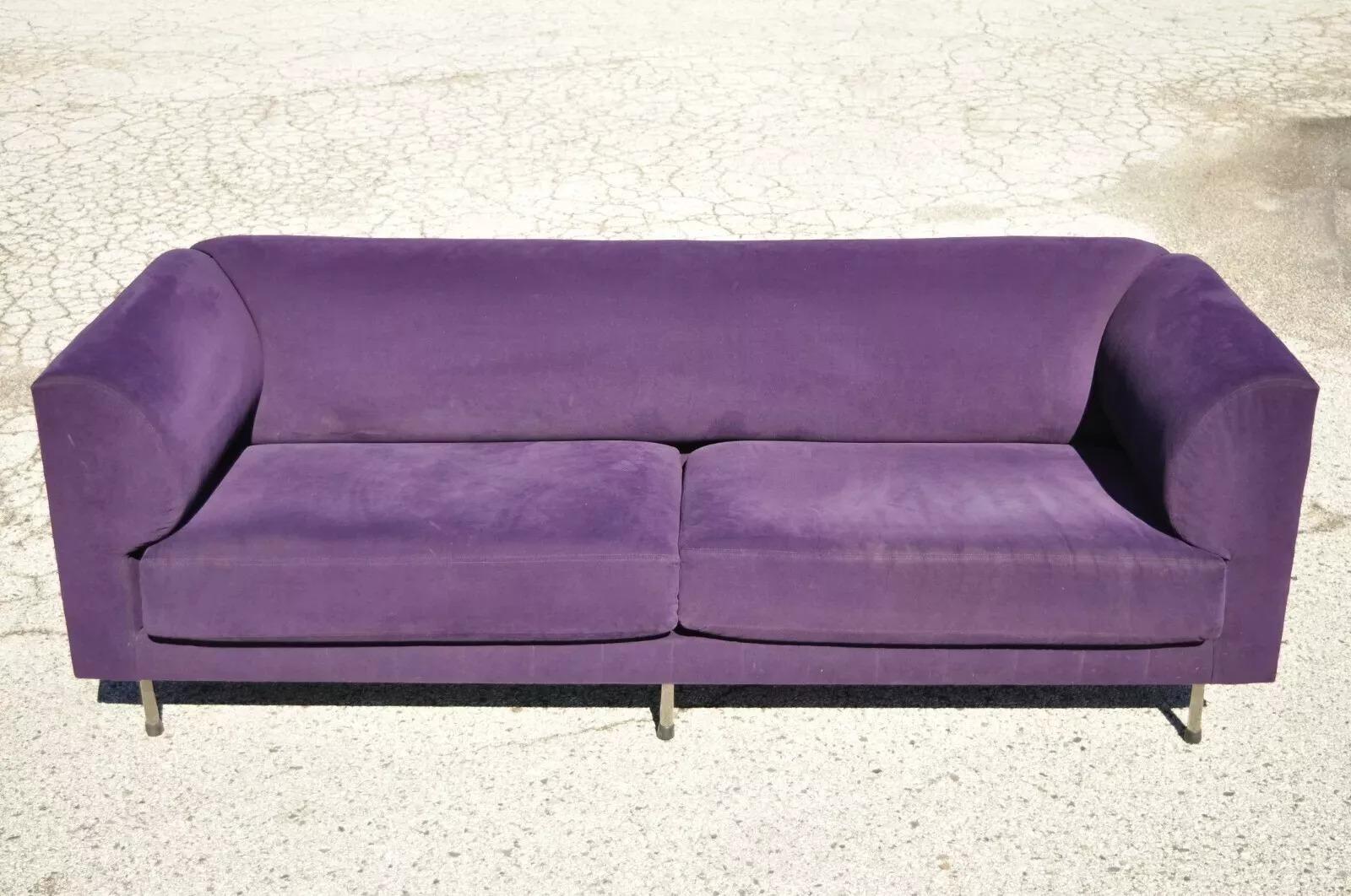 Larry Laslo für Directional Lila Modernes Sofa mit Chrombeinen im italienischen Bauhaus-Stil im Angebot 5