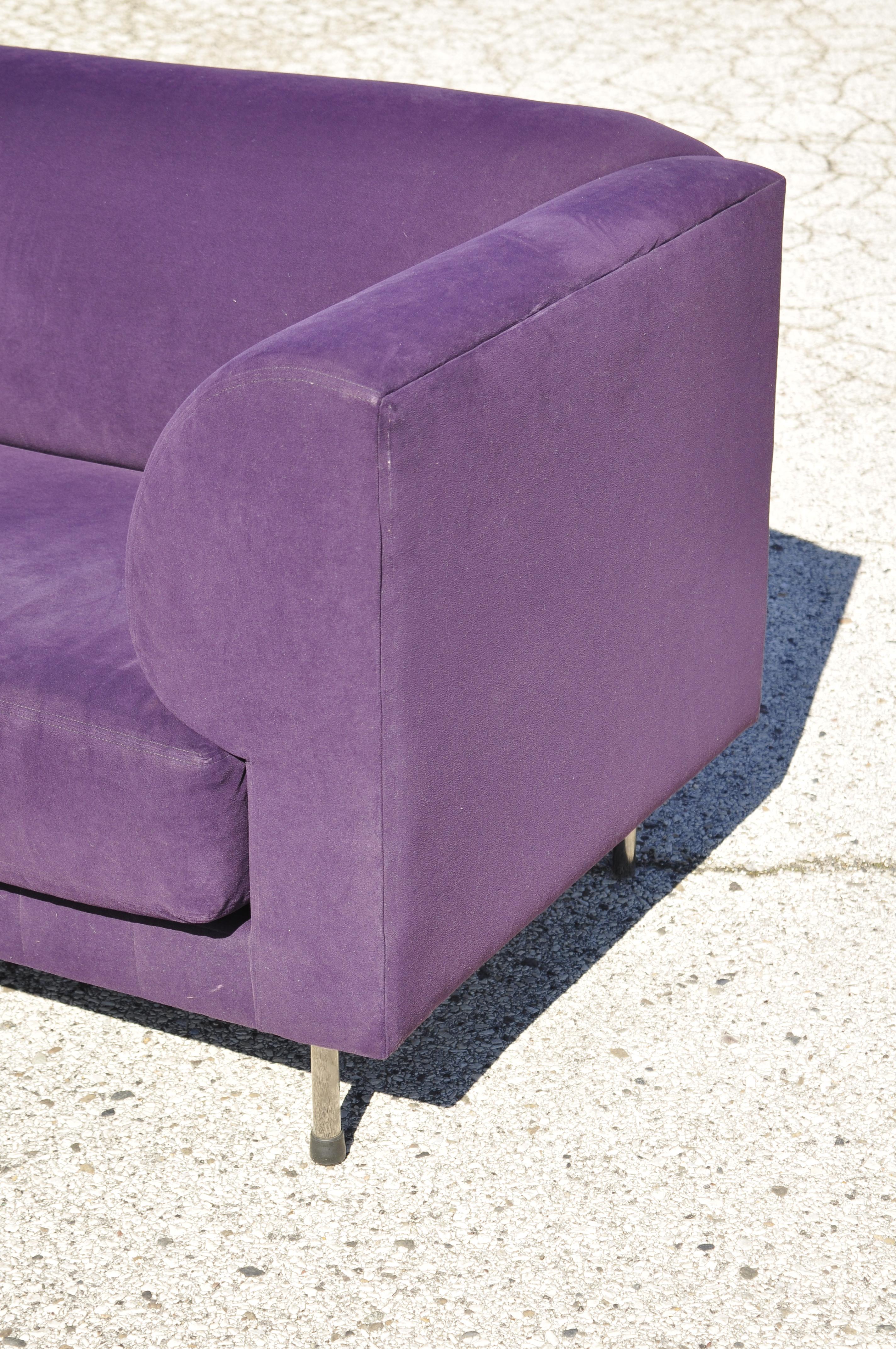 American Larry Laslo for Directional Purple Modern Italian Bauhaus Style Chrome Leg Sofa For Sale